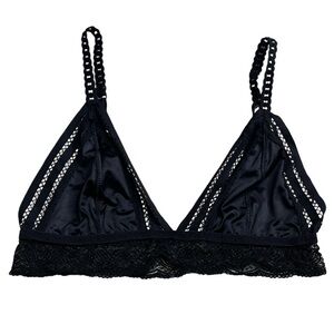 Dynamite Lace Bralette Black Triangle Satin Stretch Size Medium